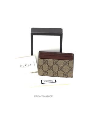 🔴 Gucci GG Supreme Card Holder Wallet - Brown
